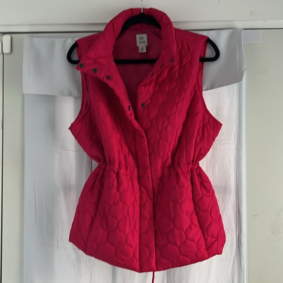 IZOD Quilted Puffer Vest - HOST PICK - XL Hot Pink Inside Waist Drawstring EUC - Picture 6 of 9